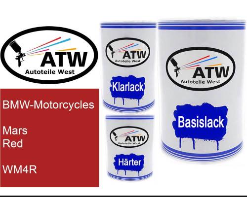 BMW-Motorcycles, Mars Red, WM4R: 500ml Lackdose + 500ml Klarlack + 250ml Härter - Set, von ATW Autoteile West.